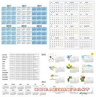 Шаблоны календарных сеток ( 2012 год ) - Год Дракона